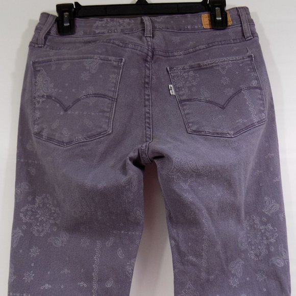 Levi's Purple Paisley Denim Jean Leggings Size 8/29 - Picture 6 of 11